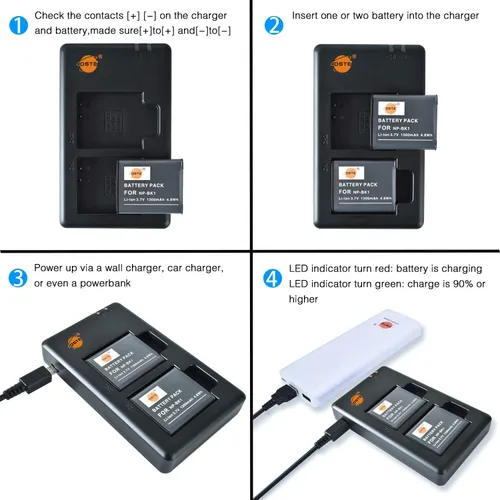Miniatura 4 de DSTE NB-6L NB-6LH Cargador de batería dual rápido con cable micro USB compatible con Canon CB-2LY y PowerShot SX530 HS, S95, SX610 HS, SX280 HS