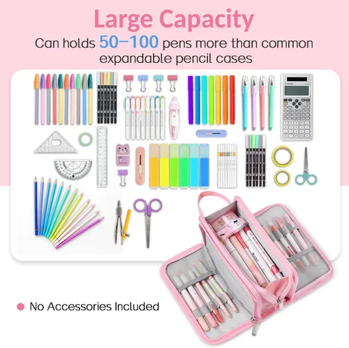 Miniatura 2 de Sooez Estuche grande para lápices, bolsa para lápices de gran capacidad con 3 compartimentos, organizador portátil de artículos de papelería de lona