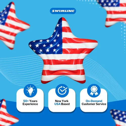 Miniatura 8 de Swimline Balsa inflable Americana Star Island para piscina 65 "x 69" Isla de Estados Unidos (Estrella)