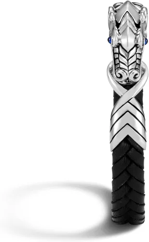 Miniatura 5 de John Hardy - Pulsera de plata de ley "Legends Naga" y 0.394in de cuero negro trenzado