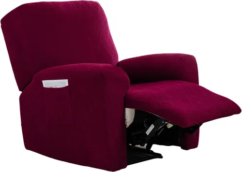 Miniatura 53 de CRFATOP Funda para sillón reclinable con estampado floral con bolsillos, funda única para sillón reclinable, 4 piezas, funda para sillón reclinable