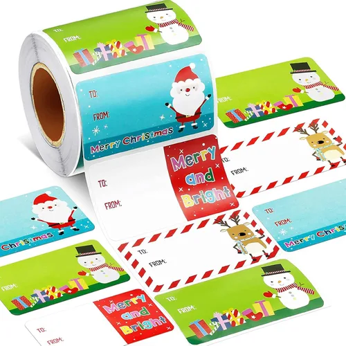 Outus 500 Piezas Etiquetas de Navidad Autoadhesivas Etiquetas de Regalo para Regalos de Navidad Etiquetas de Nombre de Navidad Pegatinas para Papel