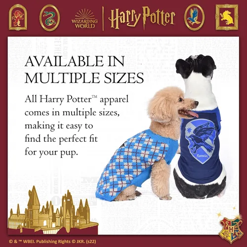 Miniatura 5 de Harry Potter Ravenclaw Suéter para perro, ropa exterior para mascotas, ropa y accesorios para perros con licencia oficial para casas de Hogwarts