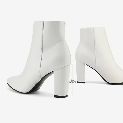 Miniatura 5 de DREAM PAIRS - Botines de tacón grueso para mujer, botas hasta el tobillo con punta puntiaguda