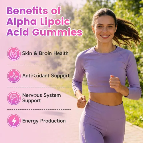 Miniatura 3 de Gomitas de ácido alfa lipoico de 600 mg, suplemento de ALA masticable de alta absorción para antioxidantes, salud cerebral y apoyo nervioso, sabor