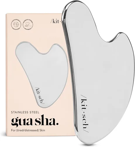 Kitsch Herramientas faciales Gua Sha de acero inoxidable - Herramienta Guasha para cara, herramienta de escultura facial, moldeador de mandíbula,