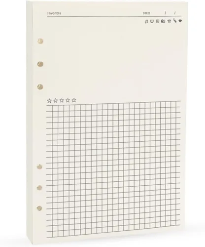 Miniatura 7 de Insertos de planificador A5, recargables para repuestos Filofax, arphia, 6 anillas, puntos, líneas, cuadrículas, lisos, 80 hojas/160 páginas para un