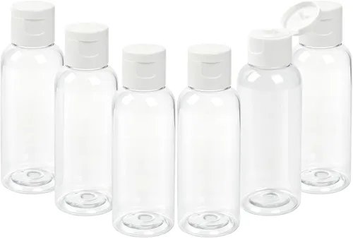 Miniatura 7 de TRENDBOX Paquete de 6 botellas vacías de plástico con tapa abatible para champú, lociones, jabón corporal líquido, crema (1 onza / 1.0 fl oz)