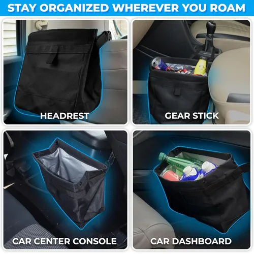 Miniatura 6 de EcoNour Bolsa de basura plegable para automóvil, bolsa de basura y bote de basura impermeable para automóvil, a prueba de fugas, respaldo de asiento