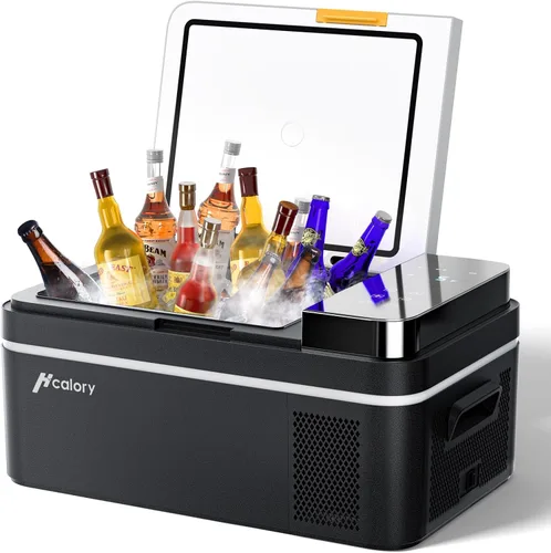 HCALORY Refrigerador de auto de 12 voltios, 22 cuartos, refrigerador de auto con pantalla táctil grande, congelador portátil con compresor, mini