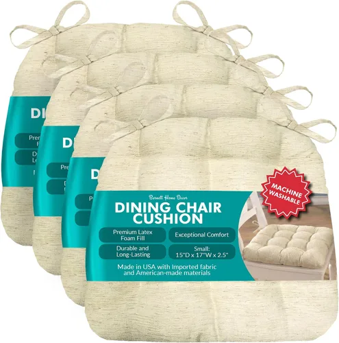 Miniatura 24 de Barnett Home Decor Almohadillas para silla de comedor con lazos - Bethanne Azul Floral Tamaño Mediano 16.5 x 18 - Cojines para silla Windsor