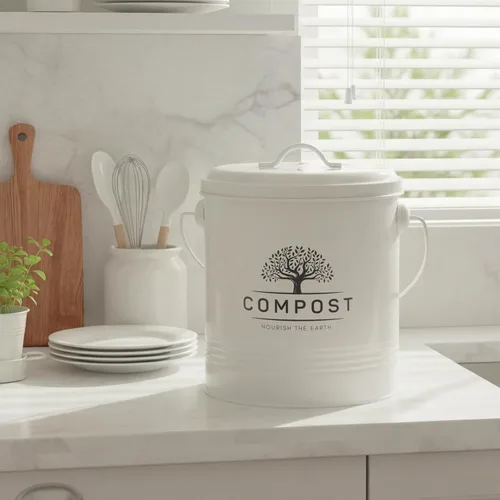 Miniatura 9 de Perfnique Contenedor de compost de cocina, contenedor de compostaje para encimera de 1.3 galones con tapa, cubo de compost interior incluye forro
