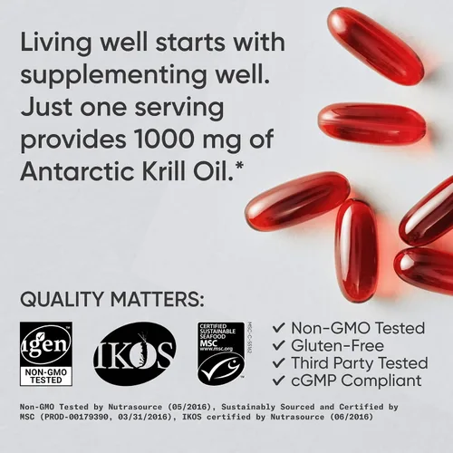 Miniatura 4 de Sports Research® Aceite de Krill Omega-3 de 1000 mg (doble fuerza) – Superba Krill antártico puro con colina, fosfolípidos y astaxantina