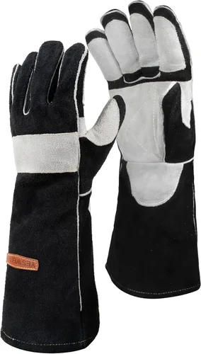 YESWELDER 16 Pulgadas, 932 ℉, Guantes de Soldadura de Cuero MIG para Forja, con Costuras de Kevlar, Resistente al Calor y al Fuego, Refuerzos en la