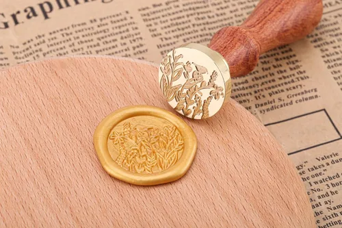 Miniatura 6 de Yoption Sello de cera de flores silvestres, sello de plantas vintage para invitaciones de boda, sobres de embalaje de regalo Flor salvaje y pájaro