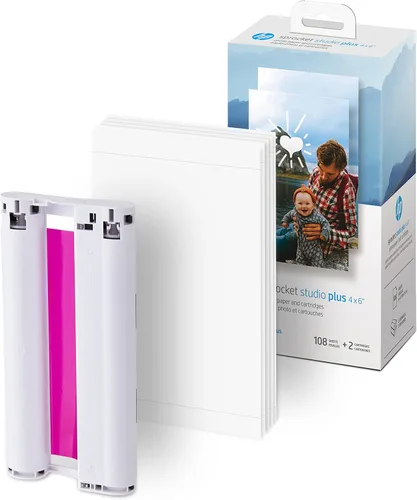 Miniatura 2 de HP Sprocket Studio Plus - Papel fotográfico de 4 x 6 pulgadas y cartuchos (incluye 108 hojas y 2 cartuchos) – Compatible solo con la impresora HP