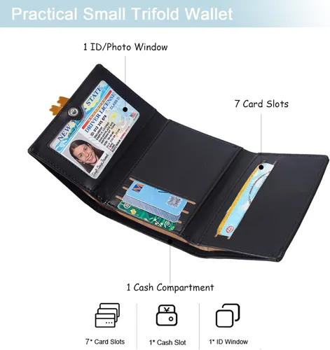 Miniatura 8 de Sunwel Fashion Monedero plegable con diseño de pato en 3D para niñas, con bolsillo para efectivo, tarjetero, monedero con ventana de identificación