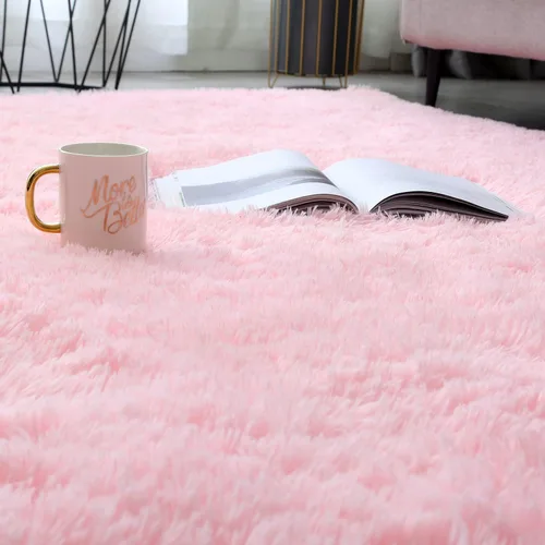 Miniatura 3 de Alfombra peluda para dormitorio, sala de estar, 2 x 6 pies, antideslizante, esponjosa, suave, alfombra lanuda beige y blanca para sala de estar