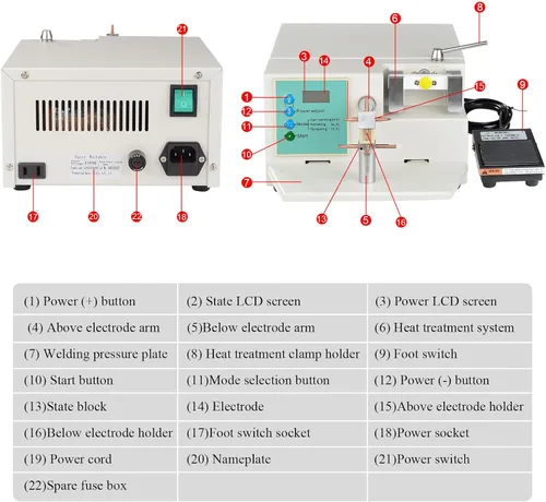 Miniatura 6 de Equipo de laboratorio dental dental 110V del tratamiento térmico de la máquina del soldador del punto de HL-WD II