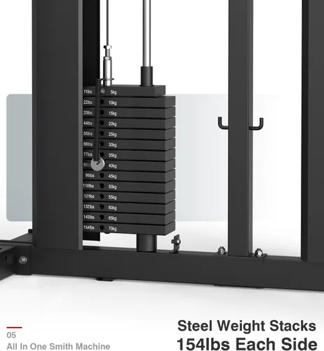 Miniatura 2 de DONOW Smith - Máquina con pilas de pesas, sistema de gimnasio en casa multifunción, jaula de potencia, estante para sentadillas, máquina cruzada