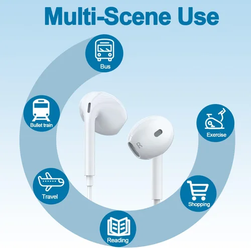 Miniatura 5 de Auriculares USB C para iPhone 17/16/15, auriculares tipo C con micrófono y control remoto, cancelación de ruido para iPhone 17 16 15 Pro Max Plus