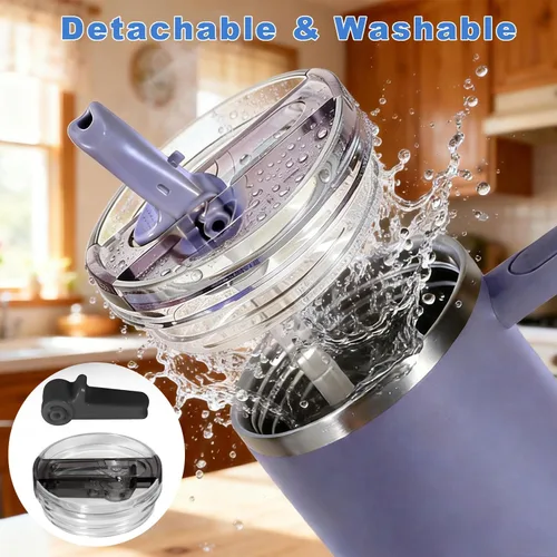 Miniatura 4 de 14 oz Tapa con popote abatible de repuesto para accesorios de vaso Stanley, 2 tapas antiderrames a prueba de derrames para vasos Stanley de 14 oz