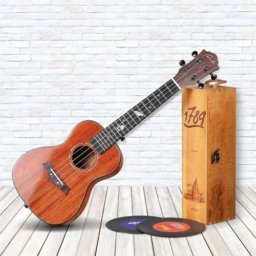Miniatura 8 de Ranch Ukelele de concierto de 23 pulgadas, kit de ukelele profesional pequeño hawaiano para guitarra hawaiana, paquete de iniciación, bolsa