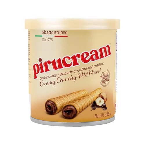 Miniatura 12 de Pirucream Obleas enrolladas con avellana de chocolate, alcalina orgánica 100% cacao, sin grasas trans, conservantes, colorantes o aditivos y sin