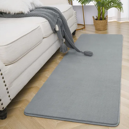 Miniatura 9 de Amearea Alfombra Moderna Suave para Pasillo, 2x6 Pies Alfombra Lavable para Pasillo, Alfombra Esponjosa Gris para Dormitorio junto a la Cama