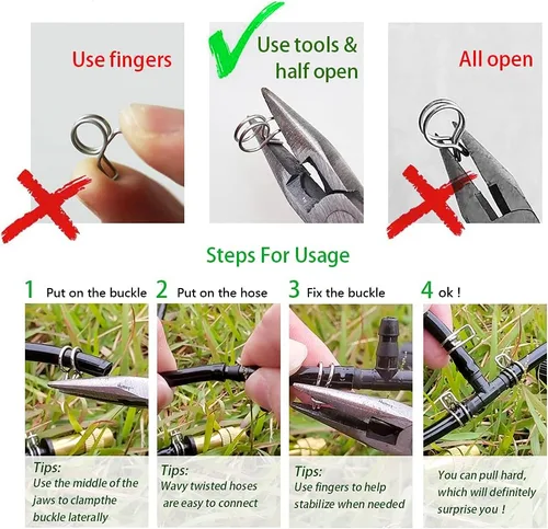 Miniatura 5 de Abrazadera de manguera de riego de 1/4", firme y a prueba de fugas, fácil de instalar, solución para fugas de conector de kit de riego por goteo