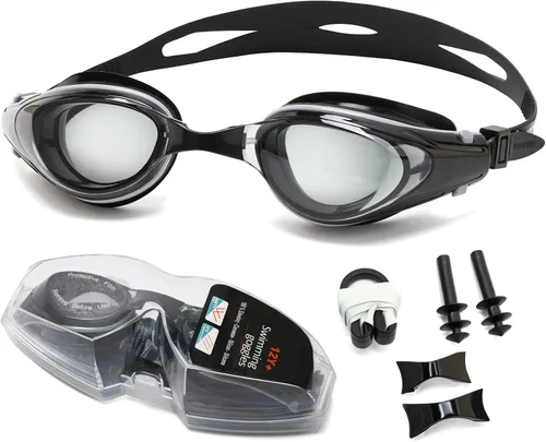 Miniatura 10 de Body+ Gafas de natación para miopes, gafas de natación con lentes ópticas con espejo/sin espejo para miopía, antivaho para hombres y mujeres adultos