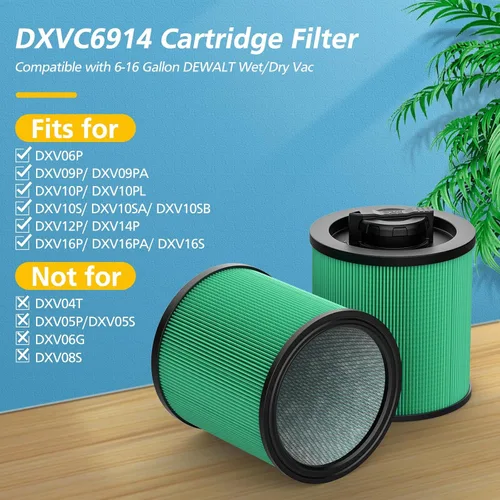Miniatura 2 de DXVC6914 - Filtro de cartucho de repuesto compatible con aspiradora DeWalt DXV06P DXV09P DXV10P DXV10PL DXV10SA DXV12P DXV14P DXV16P para aspiradora