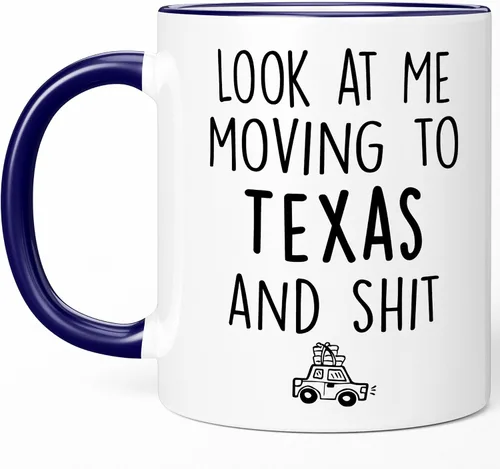 Miniatura 15 de Sweet & Salty Taza con texto en inglés «Look at Me Moving to Texas», regalos de bienvenida a Texas, regalo divertido para amigos que se mudan fuera