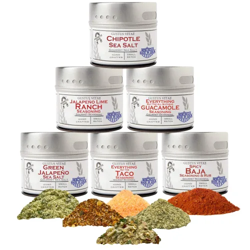 Gustus Vitae Set de regalo de condimentos mexicanos – Tastes of Mexico – Mezcla de especias artesanales – Juego de 6 – Sin OMG, totalmente natural,