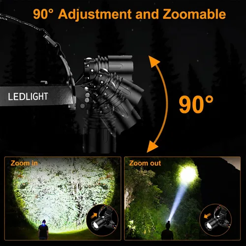 Miniatura 6 de SKYFIRE Linterna frontal recargable de 3000 lúmenes, faros LED más brillantes para adultos con batería de 7500 mAh, sensor de movimiento impermeable