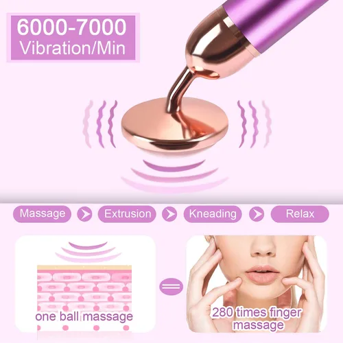 Miniatura 6 de Rodillo facial vibratorio 2 en 1, rodillo eléctrico de jade masajeador facial para arrugas, defectos, hinchazón ocular y piel juvenil brillante B