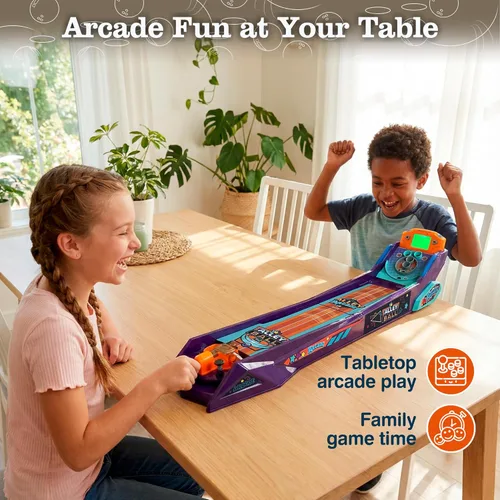 Miniatura 2 de Juego de Bola de Callejón — Juego de Mesa Electrónico de Rodar y Puntuar, Puntuación Automática con Luces y Sonido, Lanzador con Manija — 1-2