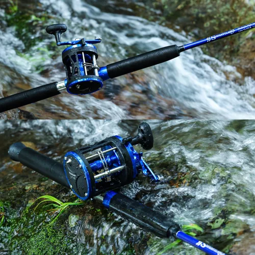 Miniatura 7 de Combo de caña de pescar Sougaiyang, combo de carrete de pesca con arrastre de 2 piezas con relación de engranajes de 3.8:1 y rodamientos 3+1