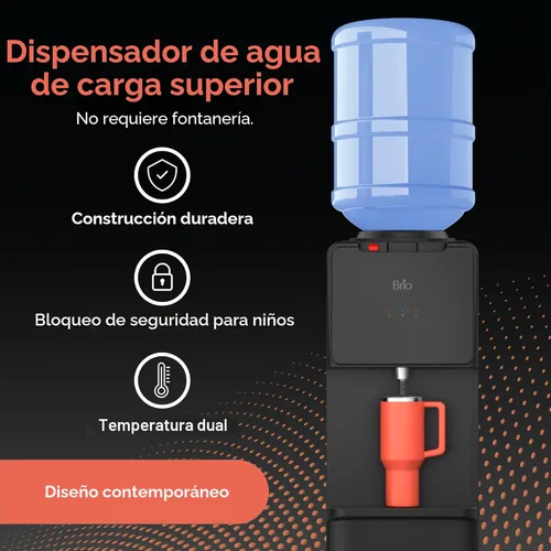 Miniatura 2 de Brio CLTL130 Dispensador refrigerador de carga superior de la serie 130 para botellas de 3 y 5 galones, agua fría y caliente, carga sin derrames