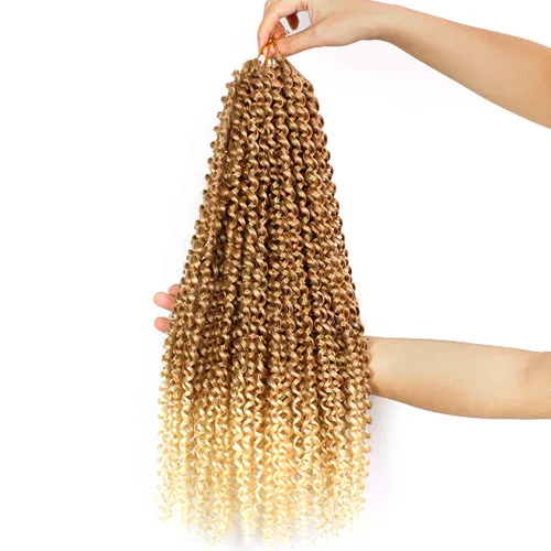 Miniatura 23 de Dorsanee Cabello Passion Twist Ombré de 18 pulgadas, 6 paquetes, Cabello de Ganchillo Water Wave, Cabello Largo Bohemio Rizado para Trenzar