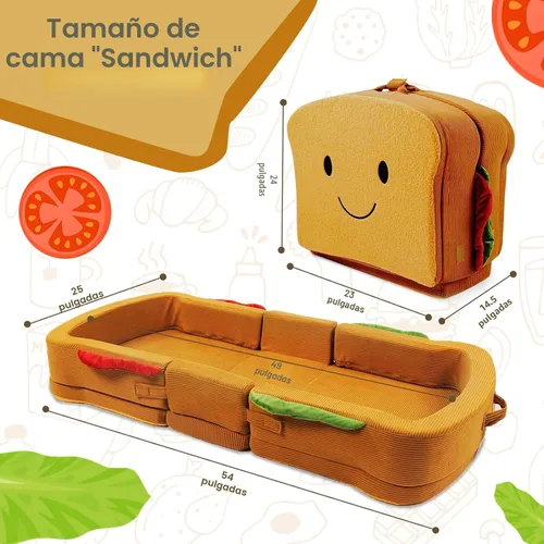 Miniatura 7 de Cama de Viaje para Niños Estilo Sándwich - Camas de Piso Portátiles para Niños Pequeños, Cuna de Viaje de Espuma Blanda Plegable para Bebés y Niños