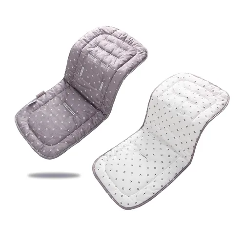 Cojín para Carrito de Bebé, Colchoneta Silla Paseo Universal Transpirable, Cojín para Sillas de Paseo 100% Algodón, 34x78cm 1 Paquete (Blanco+Gris
