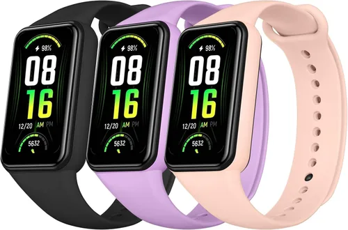 Amzpas Bandas de TPU para Amazfit Band 7 Fitness & Health Tracker, paquete de 3 pulseras suaves y transpirables, correa deportiva de repuesto