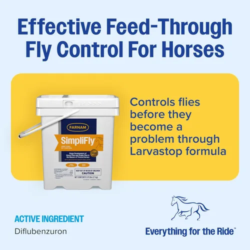 Miniatura 4 de Farnam SimpliFly - Suplemento diario de control de moscas para caballos, 3.75 libras, pellets apetecibles aprobados por la EPA, evita las moscas