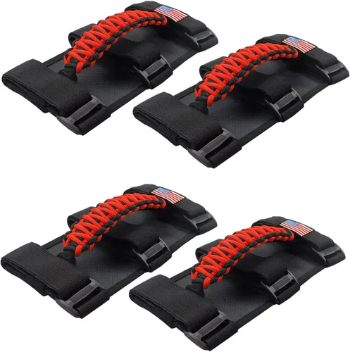 Asas de Agarre Premium de Paracord para Barra Antivuelco para Jeep Wrangler YJ TJ JK JKU JL JLU Sports Sahara Freedom Rubicon Unlimited X Gladiator