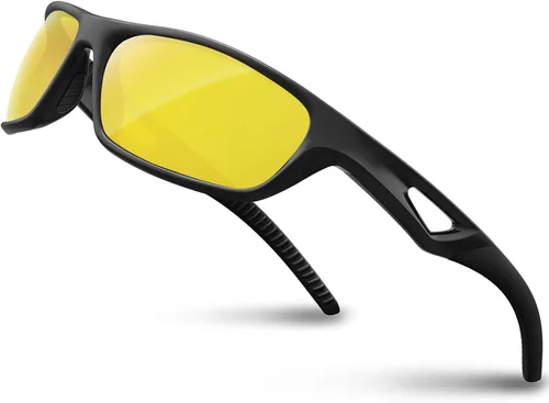 RIVBOS Polarized Sports Sunglasses Driving Sun Glasses Shades for Men Women Tr90 Frame for Cycling Fishing Running RB831 Versión Black Night
