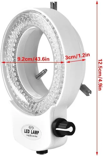 Miniatura 3 de Lámpara de luz de anillo de microscopio ajustable 144 LED para microscopio estéreo. (blanco/negro) (blanco)