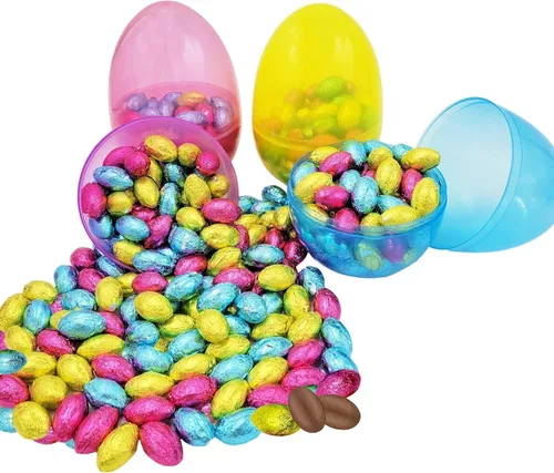 Miniatura 5 de The Dreidel Company Huevos de Pascua rellenables de 6 pulgadas, paquete de 12 unidades Jumbo translúcidos, coloridos de plástico para Pascua, se