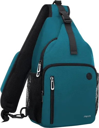 Miniatura 11 de MOSISO Mochila tipo bandolera, bolsa de hombro cruzada, bolsa de viaje para senderismo, bolsa de pecho con bolsillo frontal cuadrado y puerto