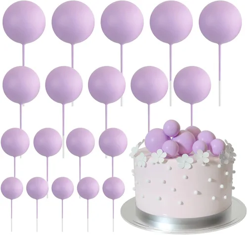 Miniatura 9 de ASTARON 20 piezas de decoración de bolas para pastel, mini globos, decoración de pastel con palos, bolas de pastel plateadas para graduación, boda